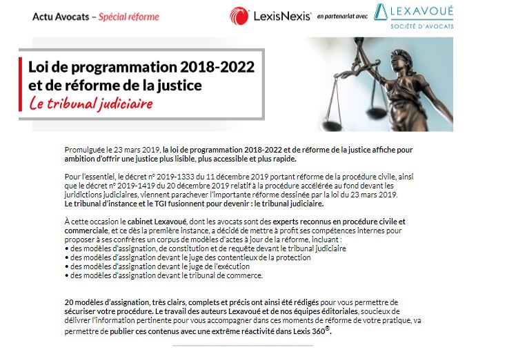  loi de programmation 2018-2022 et de réforme de la justice 