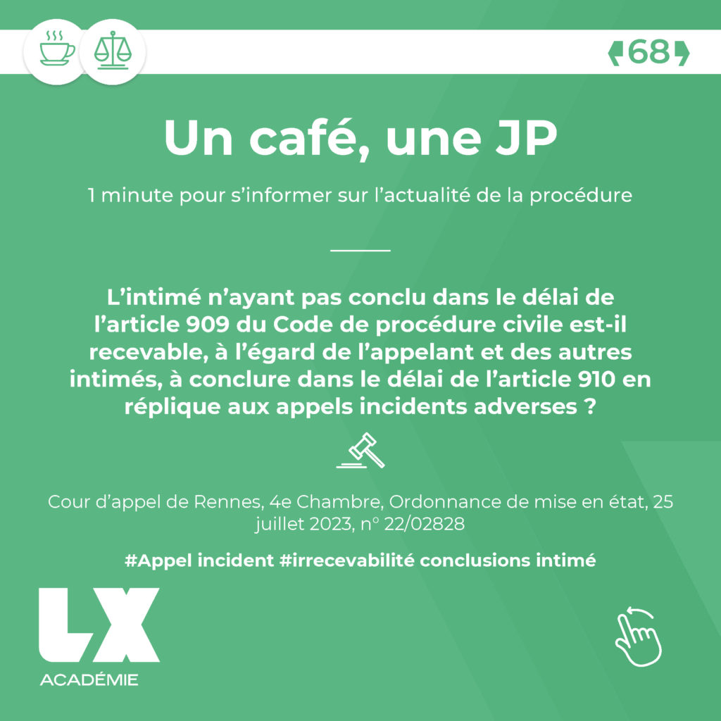 Pi 909 Code L’intimé n’ayant pas conclu dans le délai de l’article 909 du Code de ...
